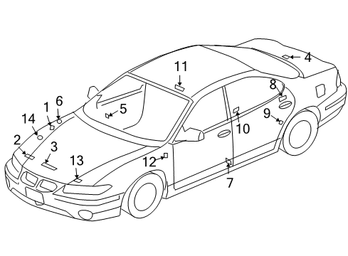 1999 Pontiac Grand Am Info Label, Driver Side Diagram for 22618770