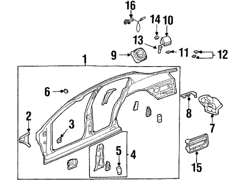 2001 Oldsmobile Aurora Fuel Door Bumper Diagram for 15545964