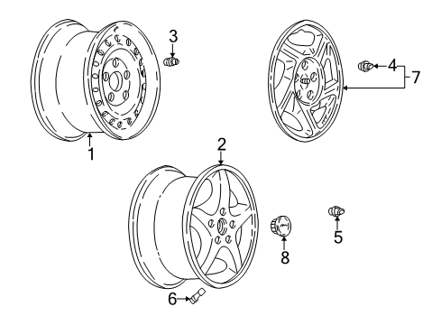 2002 Pontiac Montana Wheel Covers & Trim Diagram