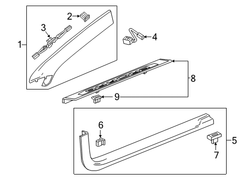 2020 Chevy Camaro Interior Trim - Pillars Diagram 2 - Thumbnail