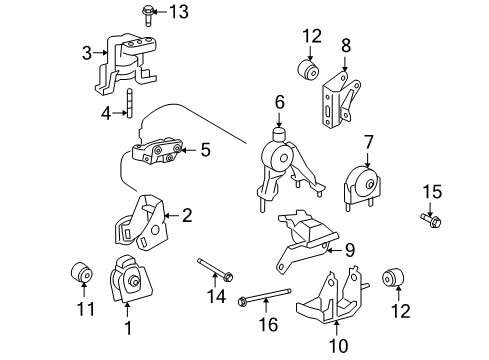 2010 Pontiac Vibe Engine & Trans Mounting Diagram