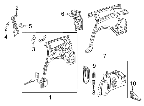 2022 Buick Enclave Inner Wheelhouse, Rear Passenger Side Diagram for 84757463