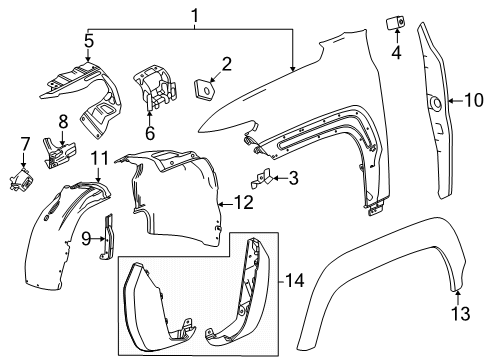 2024 GMC Sierra EV Fender & Components Diagram