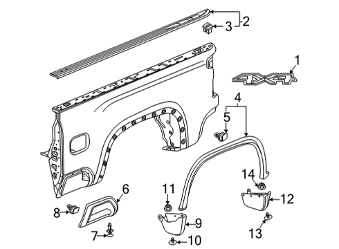 2021 Chevy Silverado 3500 HD Upper Molding, Black, Driver Side Diagram for 84167956