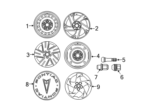 2006 Pontiac Vibe Wheel, Alloy Diagram for 88974914