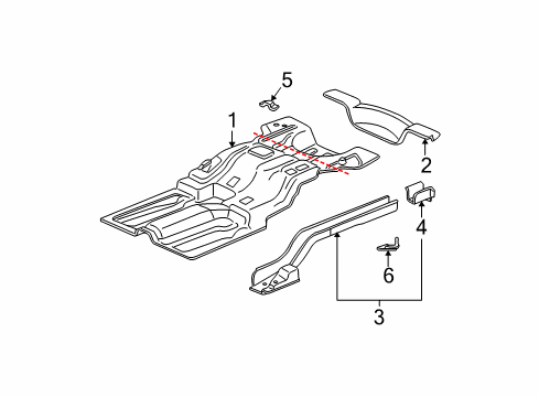 1998 Buick Park Avenue Rear Floor & Rails Diagram