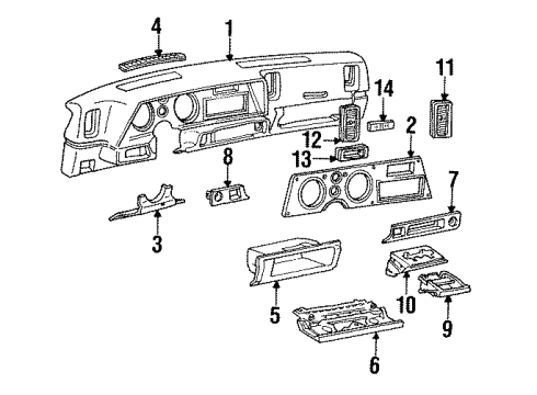 1988 Chevy Cavalier Instrument Panel Diagram 2 - Thumbnail