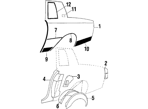 1985 Buick Regal Quarter Panel & Components Diagram