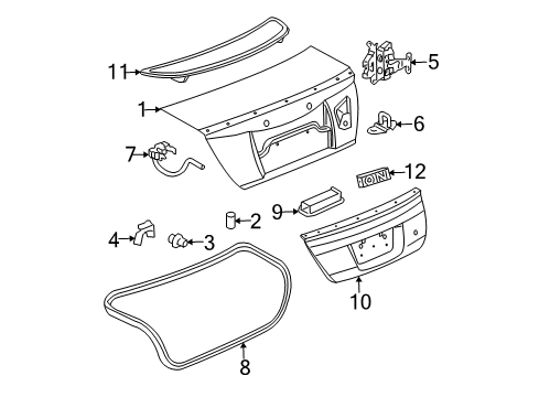 2005 Saturn Ion Trunk Lid & Components Diagram 2 - Thumbnail