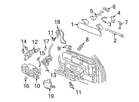 2004 Chevy Trailblazer EXT Lift Gate - Lock & Hardware Diagram