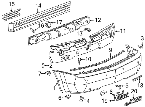 2009 Cadillac XLR Impact Bar Reinforcement Bar, Rear Diagram for 15255302