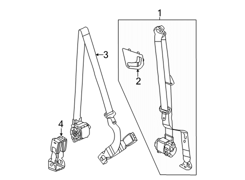 2024 Chevy Silverado EV Rear Seat Belts Diagram