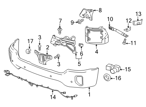 2019 Chevy Silverado 1500 LD Bumper & Components - Front Diagram
