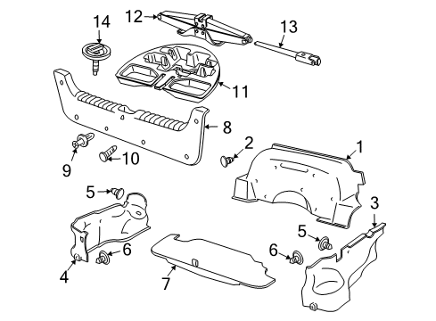 2005 Pontiac GTO Package Tray Trim Clip Diagram for 92094202
