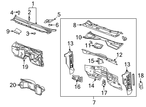 2008 Chevy Silverado 2500 HD Cab Cowl Diagram