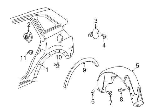 2008 Saturn Vue Quarter Panel, Driver Side Diagram for 19121014