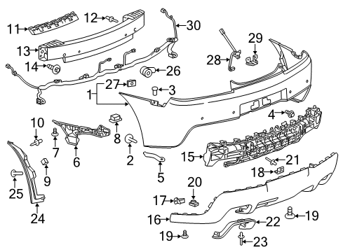 2014 Chevy Camaro Bumper & Components - Rear Diagram 2 - Thumbnail