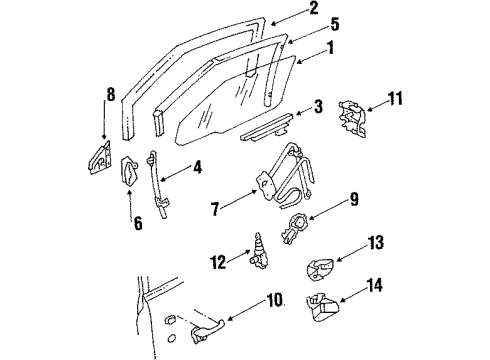 1987 Oldsmobile 98 Window Motor, Front Passenger Side Diagram for 19153523