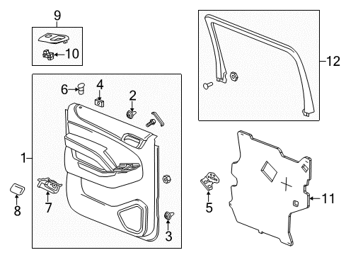 2020 Chevy Suburban Interior Trim - Rear Door Diagram