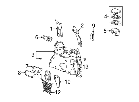 1998 Pontiac Trans Sport Cup Holder, Passenger Side Diagram for 10287171