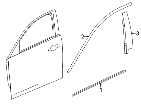 2025 Cadillac CT5 Exterior Trim - Front Door Diagram