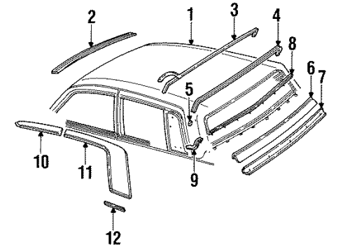 1988 Cadillac Seville Exterior Trim - Roof Diagram