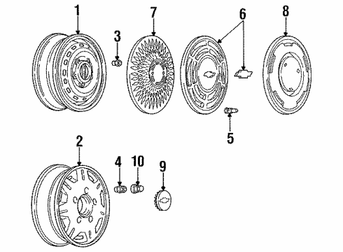 1993 Chevy Lumina Wheel Covers & Trim Diagram