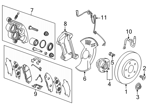 2025 GMC Acadia Front Brakes Diagram