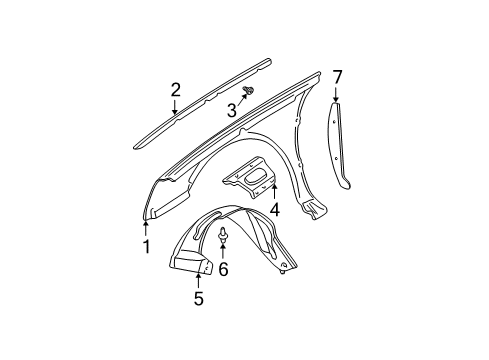 2003 Cadillac DeVille Fender Diagram for 89023649