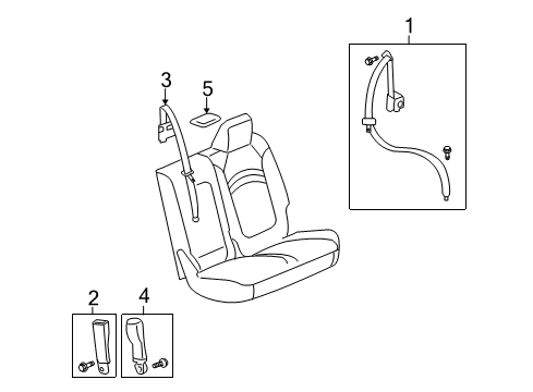 2011 Chevy Traverse Second Row Seat Belts Diagram