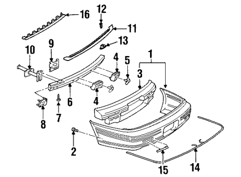 1998 Pontiac Bonneville Energy Absorber, Rear Passenger Side Diagram for 22149576