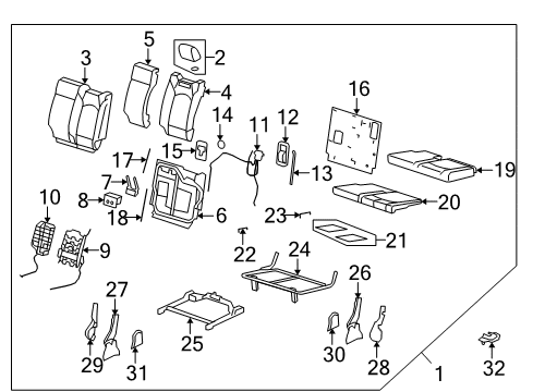 2008 Buick Enclave Seat Back Frame, Driver Side Diagram for 15899424