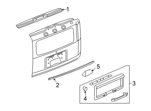 2008 Hummer H2 Exterior Trim - Lift Gate Diagram