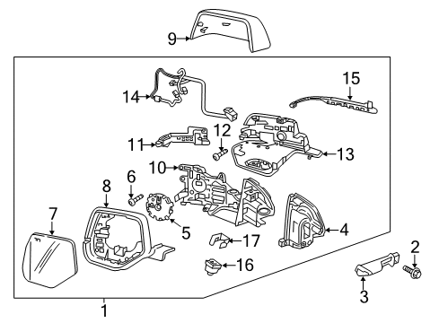 2020 Chevy Traverse Mirror Glass, Rear Driver Side Diagram for 23149394