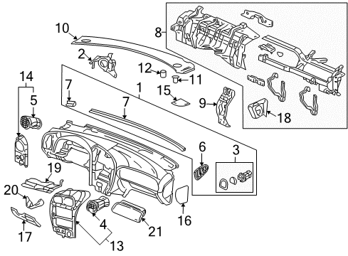 2004 Buick Rainier Center Bracket Diagram for 15129421