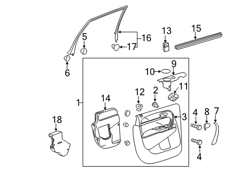 2013 Buick Enclave Seal Strip, Rear Driver Side Diagram for 10372821