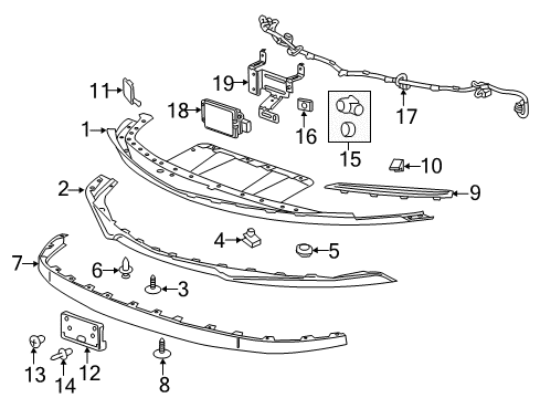 2015 Cadillac ELR Bumper & Components - Front Diagram 2 - Thumbnail