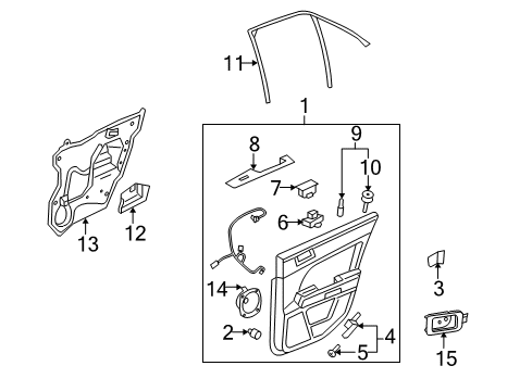 2005 Cadillac STS Door Trim Panel Retainer Diagram for 11562043