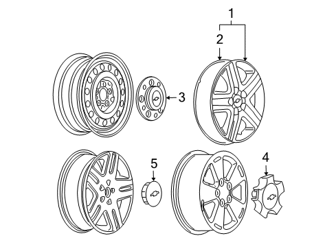 2011 Chevy Impala Hub Cap, Silver Spark Diagram for 9597539