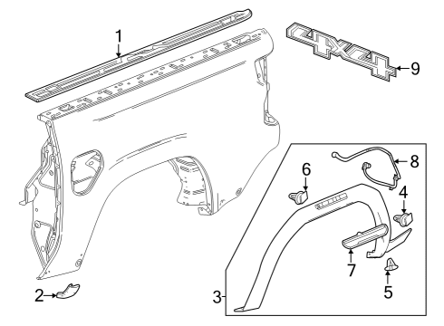 2024 GMC Canyon Exterior Trim - Pick Up Box Diagram