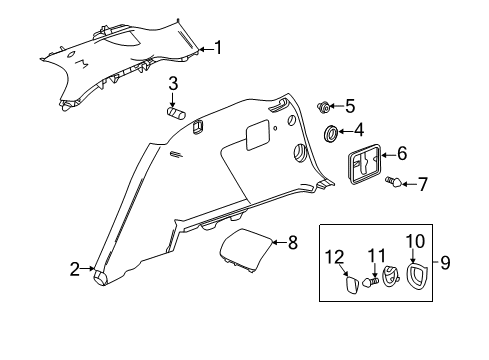 2018 GMC Terrain Upper Quarter Trim, Ash Gray, Driver Side Diagram for 84465157