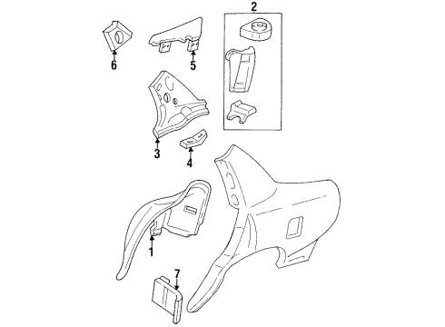 1997 Pontiac Bonneville Inner Structure - Quarter Panel Diagram