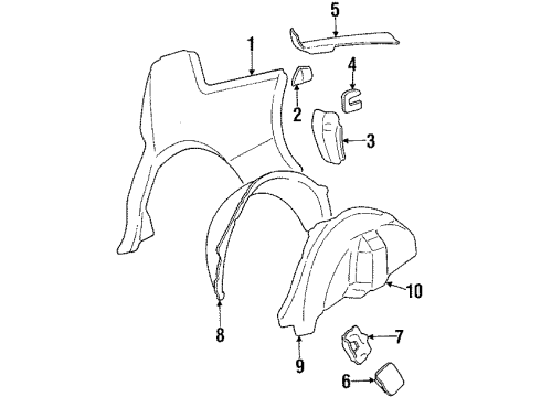 1985 Buick Skylark Quarter Panel & Components Diagram