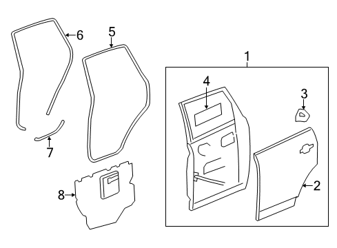 2013 Chevy Captiva Sport Weatherstrip On Body, Driver Side Diagram for 25913653