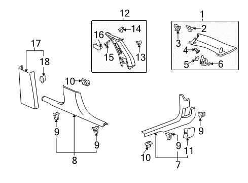 2014 Chevy Impala Limited Interior Trim - Pillars Diagram