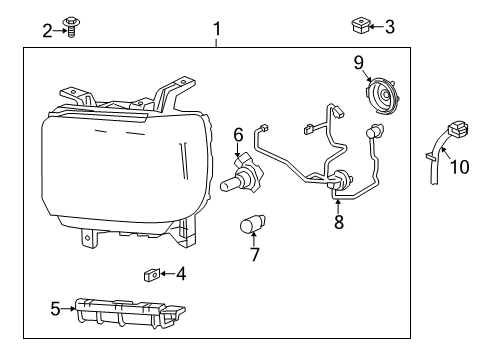 2014 GMC Sierra 1500 Headlamp Components Diagram
