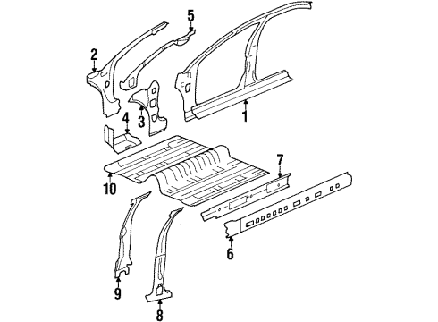 1998 Oldsmobile Intrigue Windshield Pillar, Driver Side Diagram for 10312729