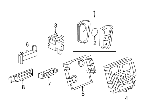 2018 Cadillac XT5 Keyless Entry Components Diagram