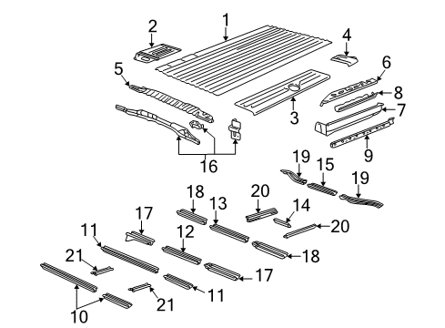 2002 GMC Savana 3500 Rear Floor & Rails Diagram