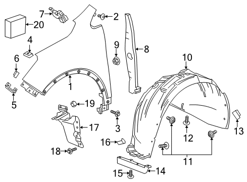 2020 Buick Envision Fender, Front Driver Side Diagram for 23497669